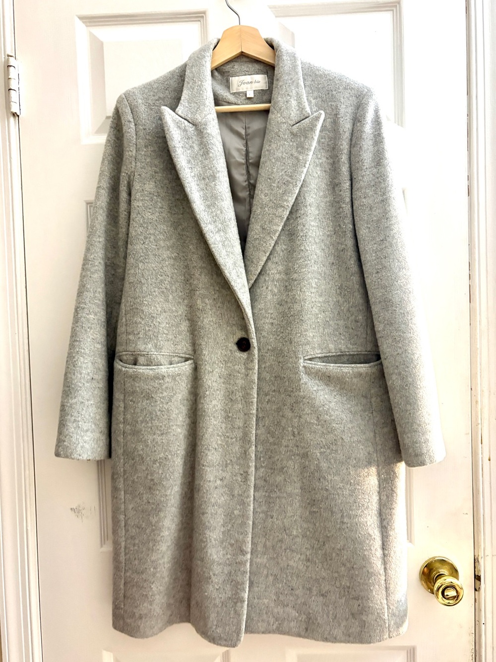 Grey Single-Button Pea Coat